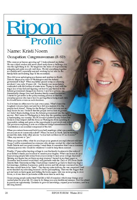 Ripon Profile of Kristi Noem