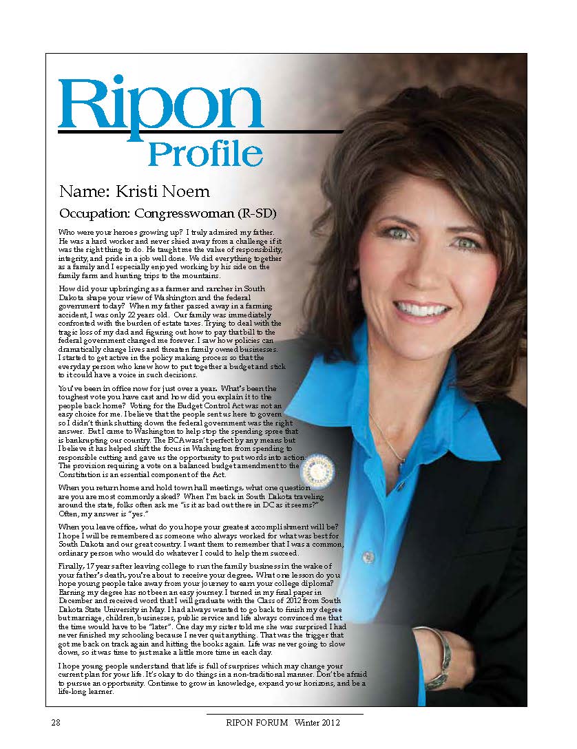 Ripon Profile of Kristi Noem