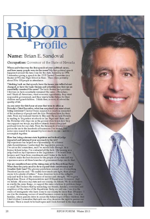 Ripon Profile of Brian Sandoval