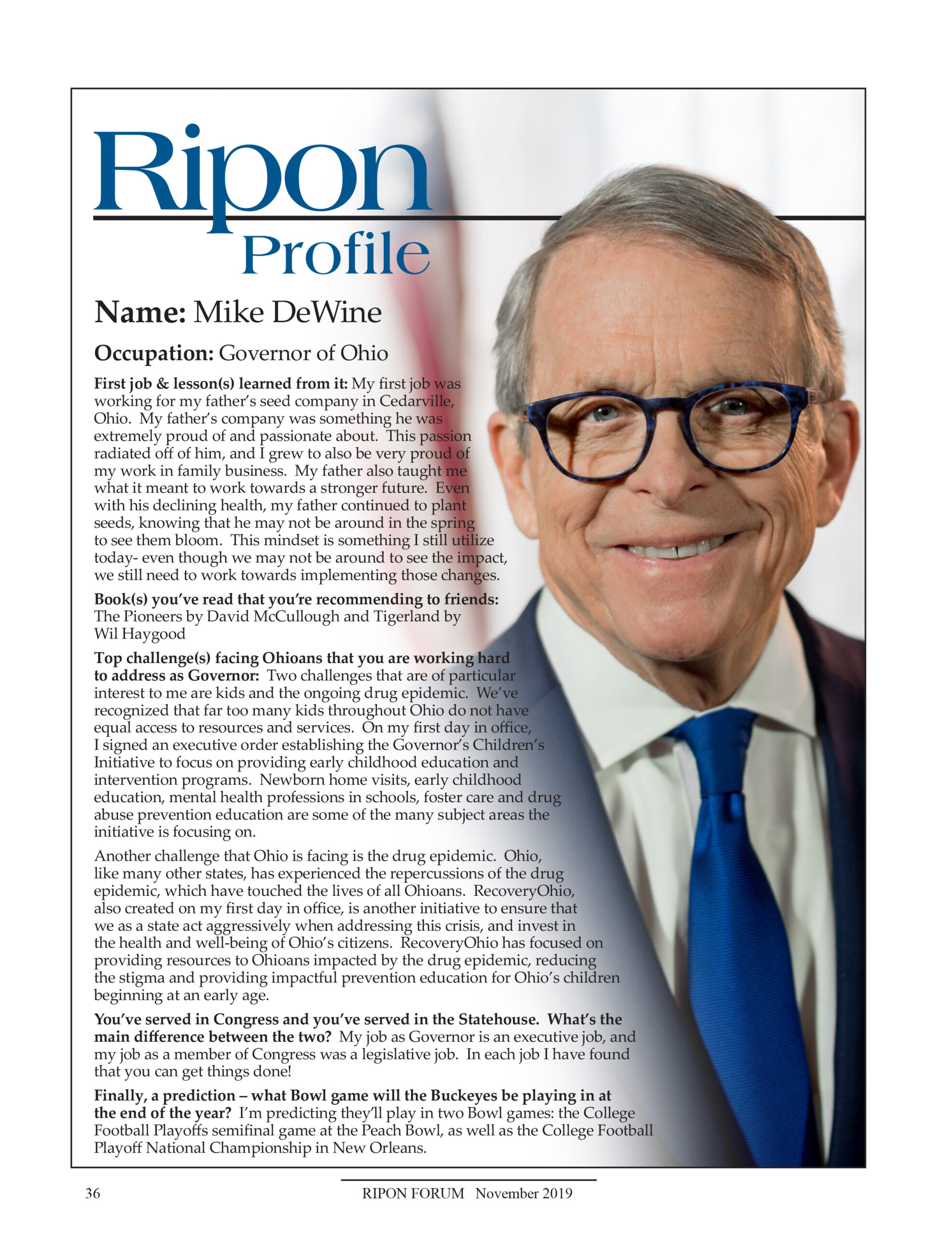 Ripon Profile of Mike DeWine