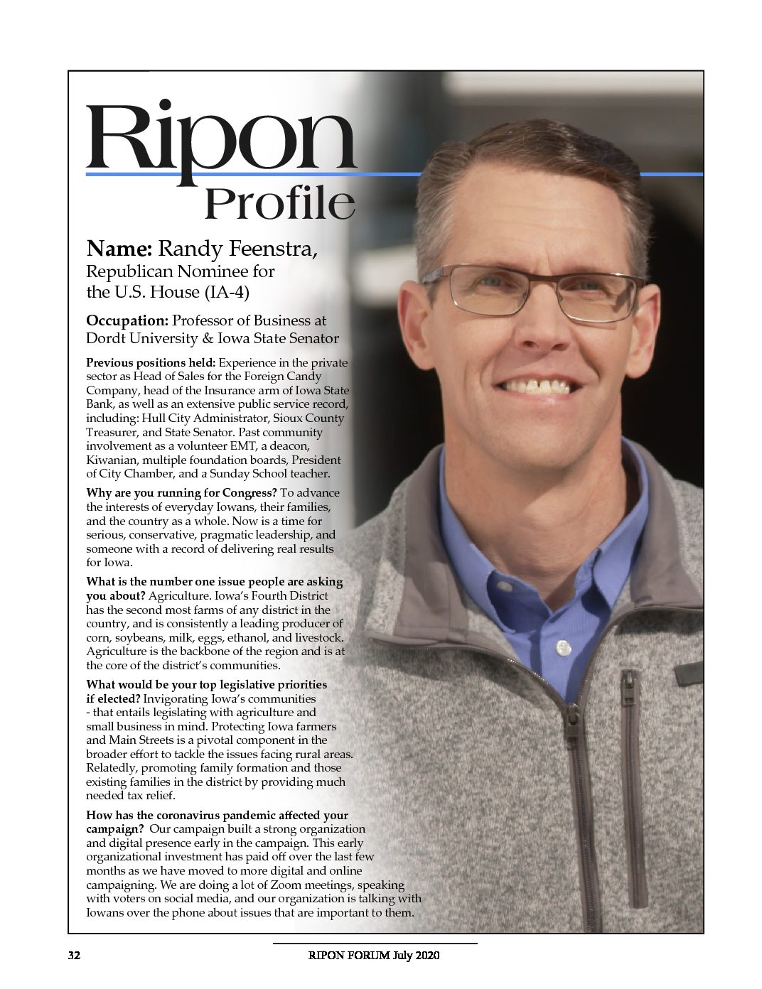 Ripon Profile of Randy Feenstra