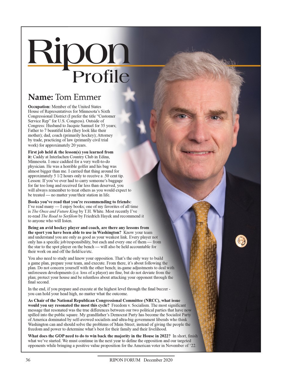Ripon Profile of Tom Emmer