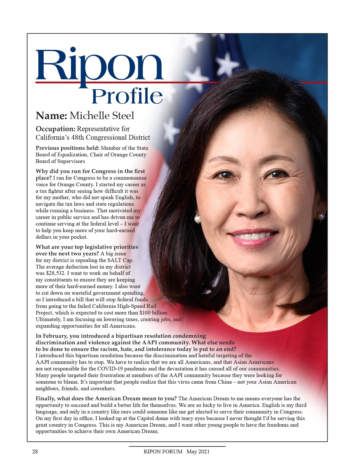 Ripon Profile of Michelle Steel