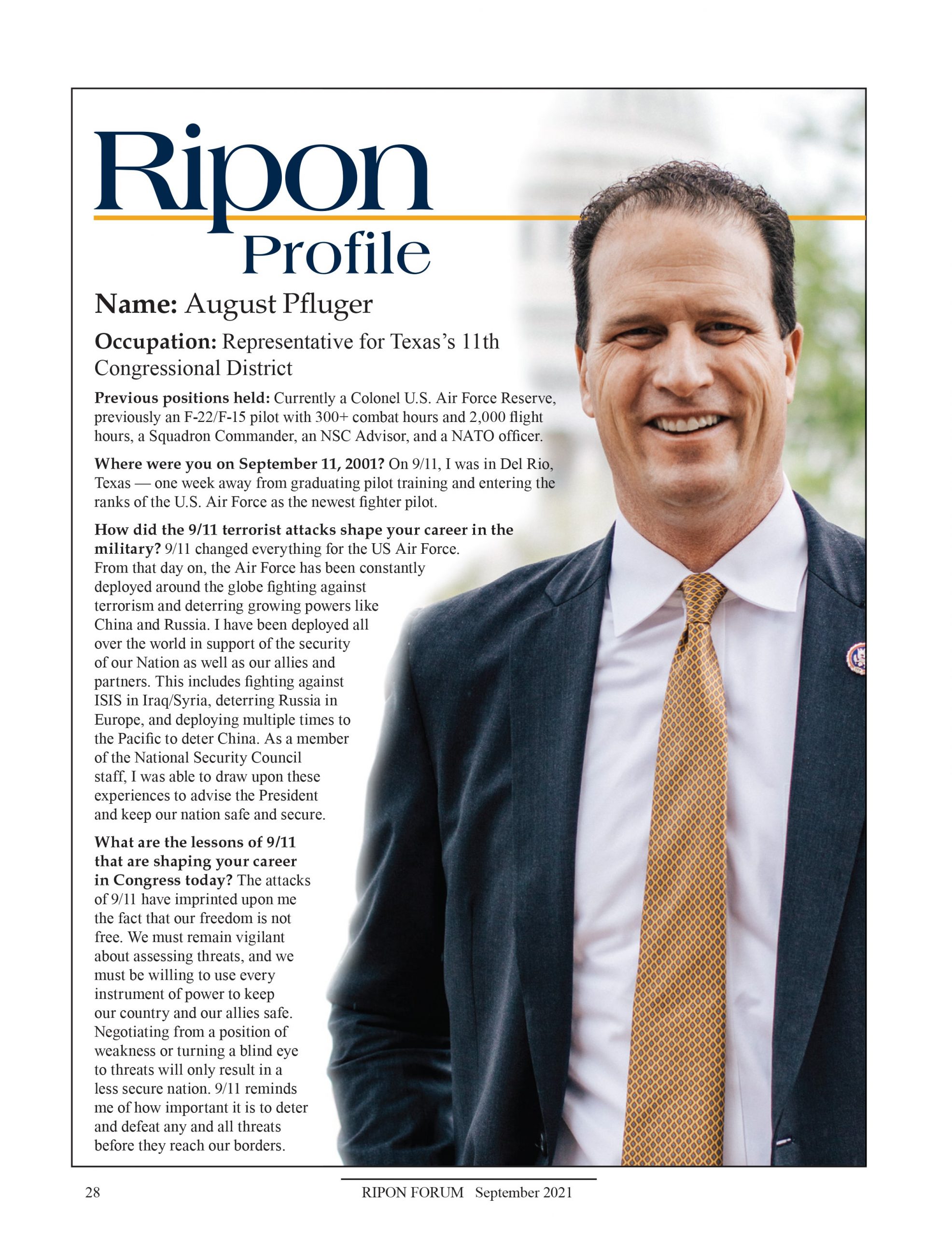 Ripon Profile of August Pfluger - The Ripon Society : The Ripon Society