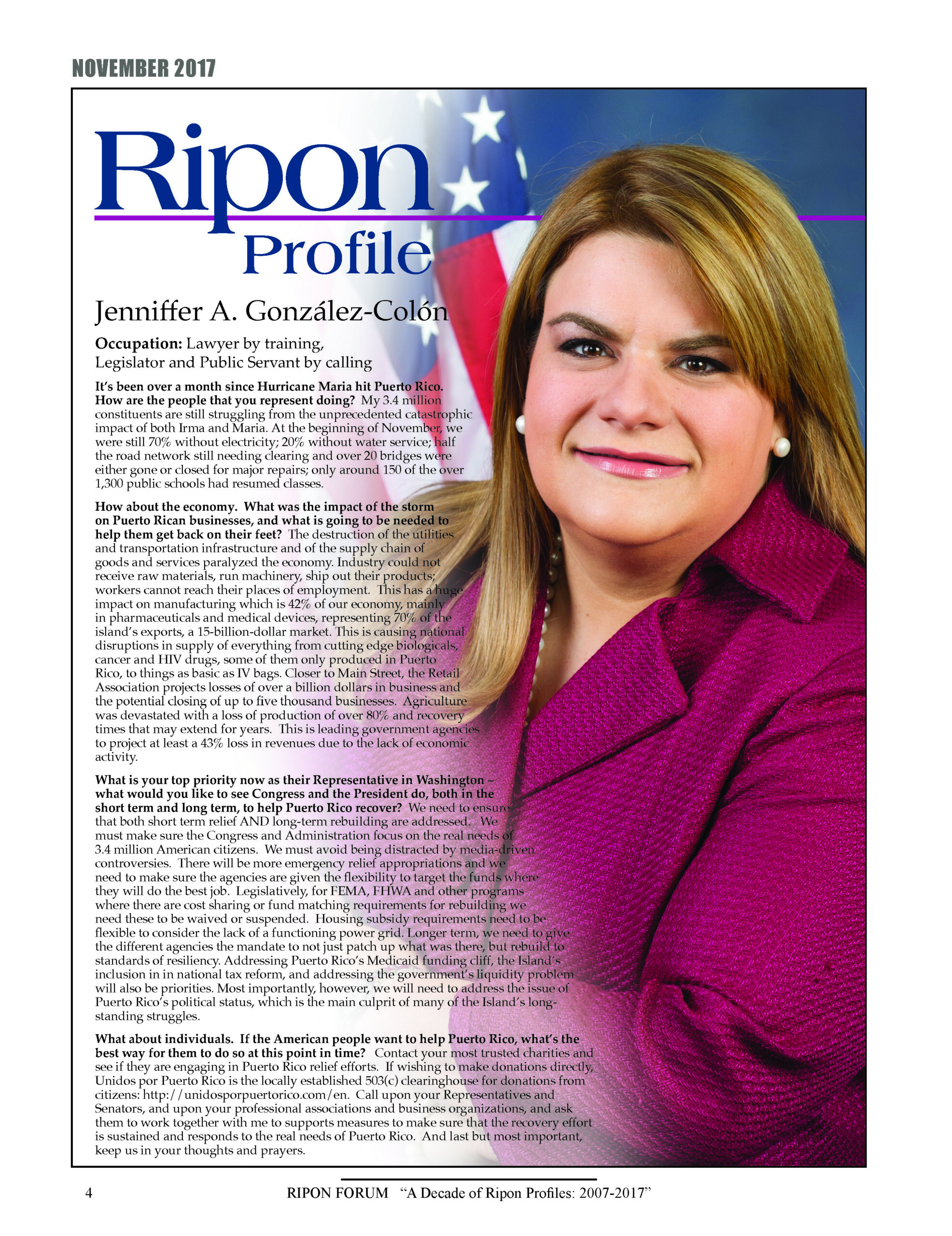Ripon Profile of Jenniffer González-Colón
