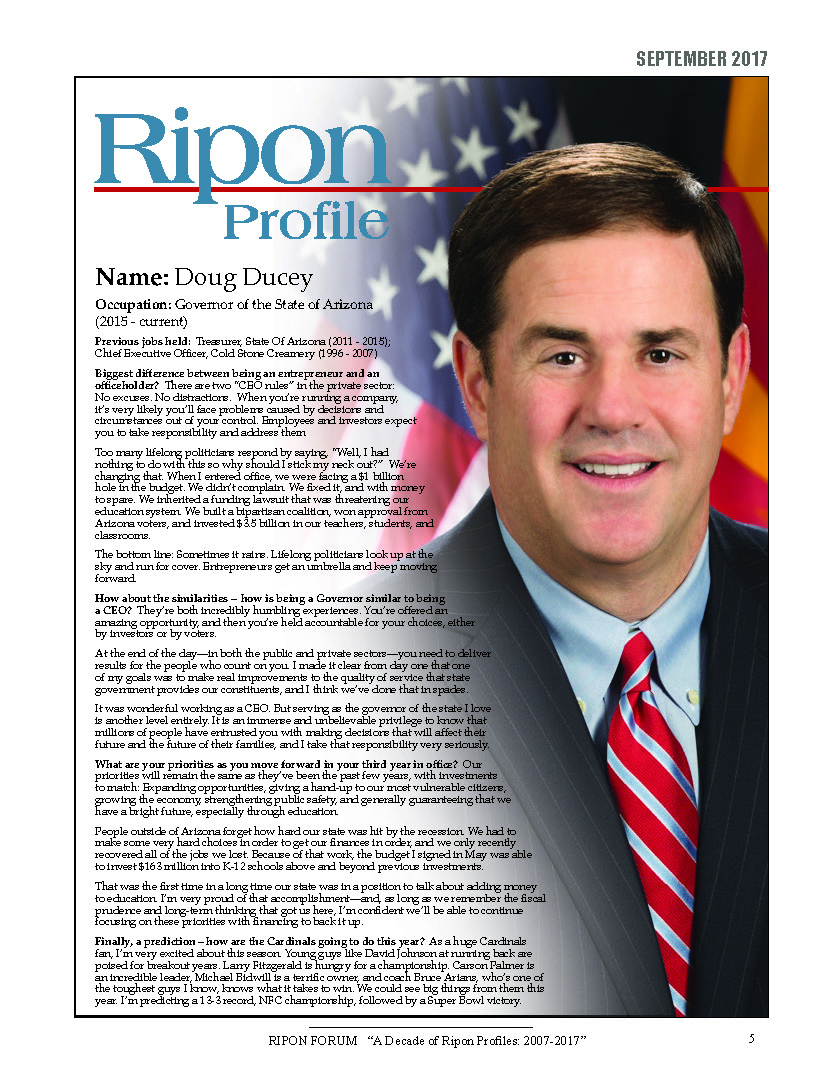 Ripon Profile of Doug Ducey