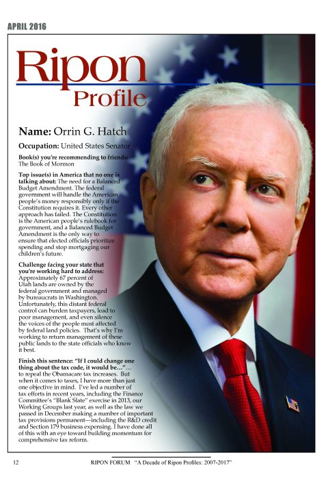 Ripon Profile of Orrin G. Hatch
