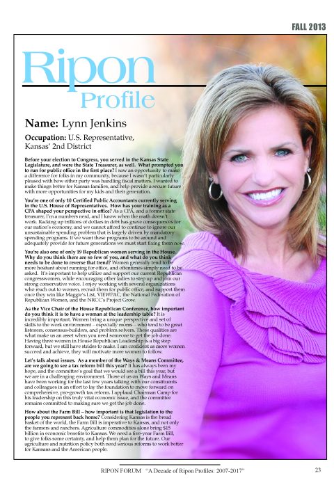 Ripon Profile of Lynn Jenkins