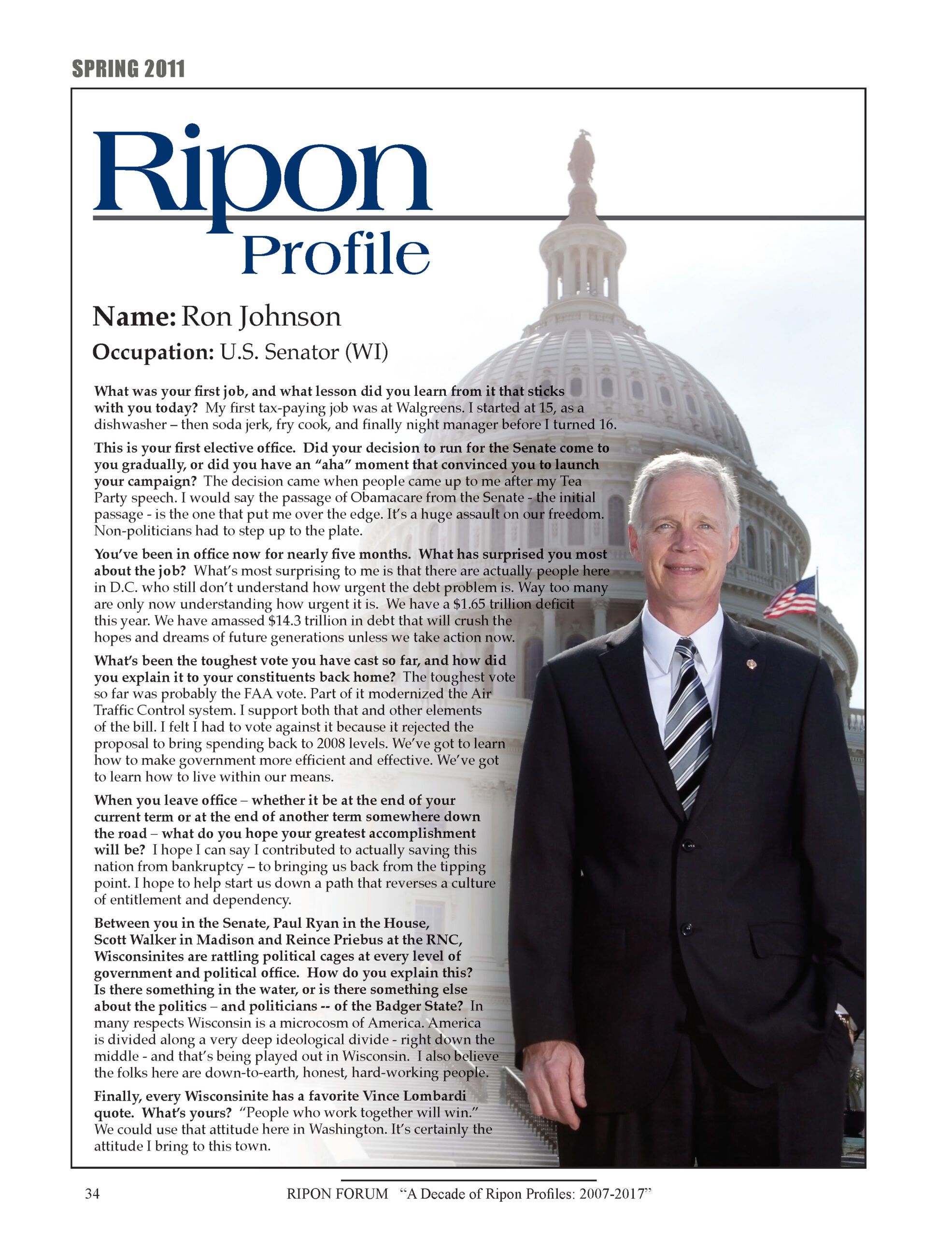 Ripon Profile of Ron Johnson