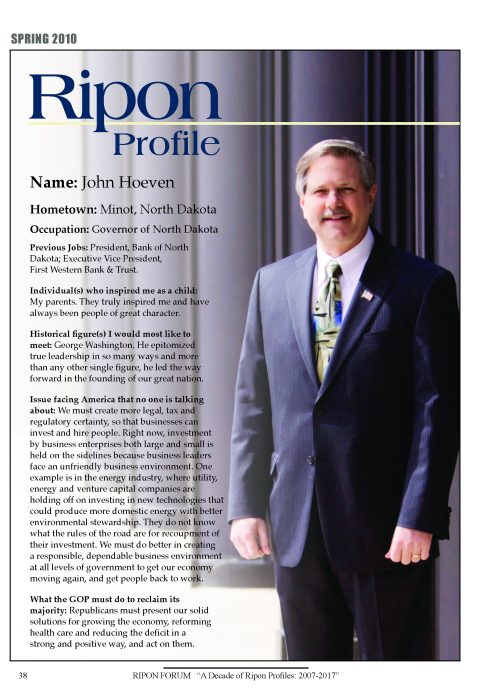 Ripon Profile of John Hoeven