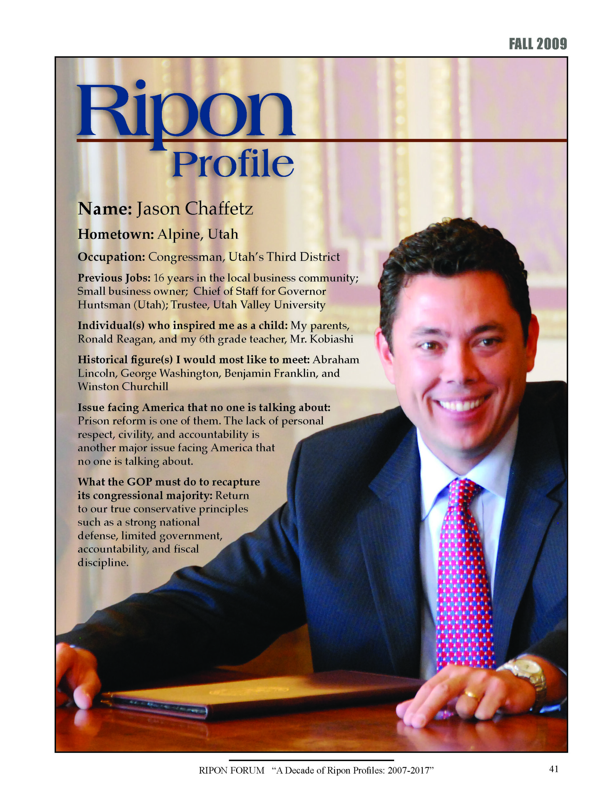 Ripon Profile of Jason Chaffetz