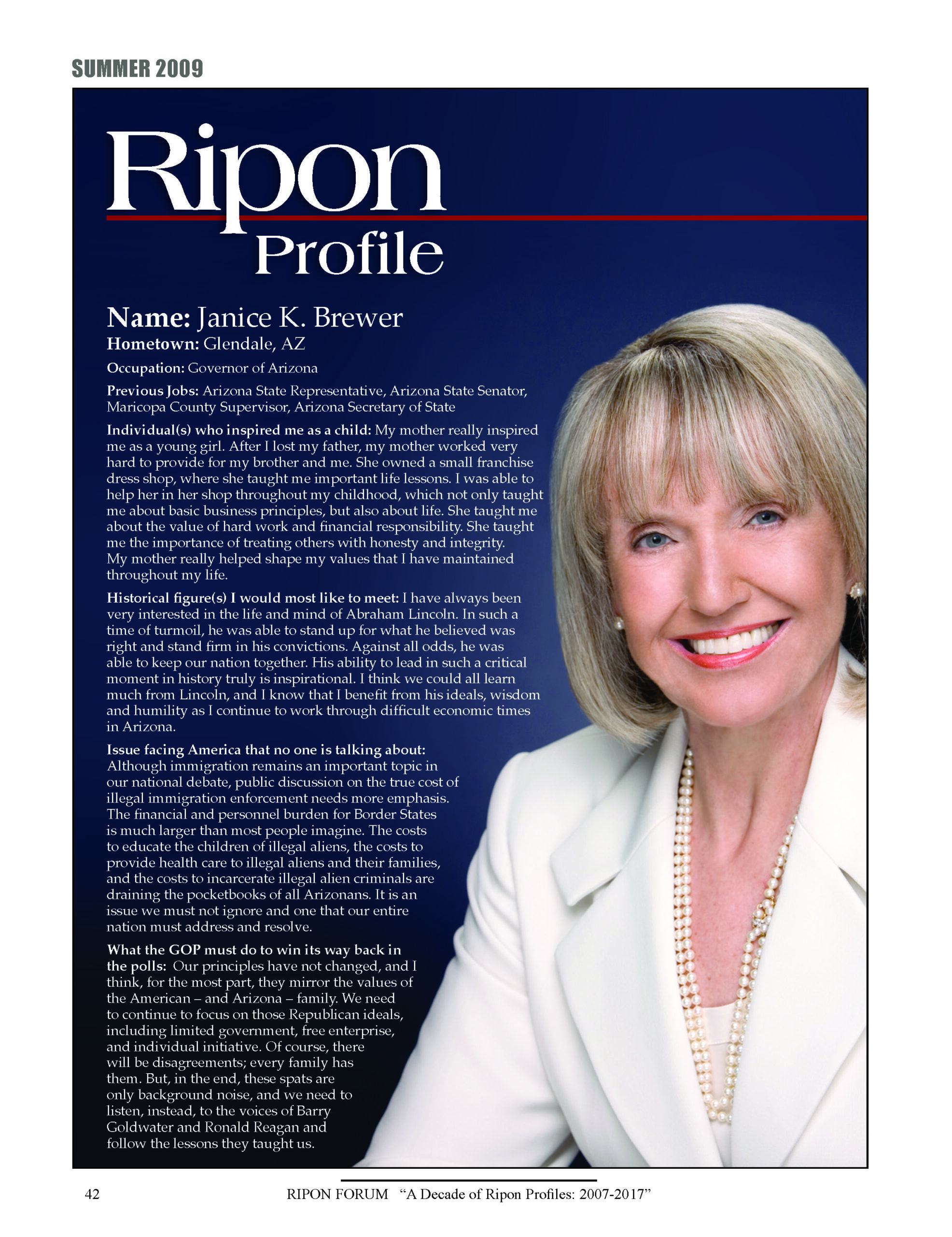 Ripon Profile of Jan Brewer