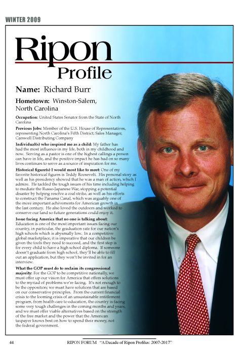 Ripon Profile of Richard Burr