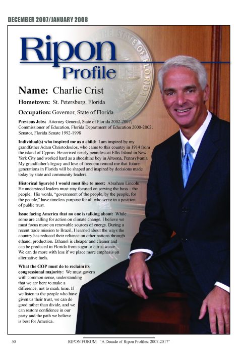 Ripon Profile of Charlie Crist