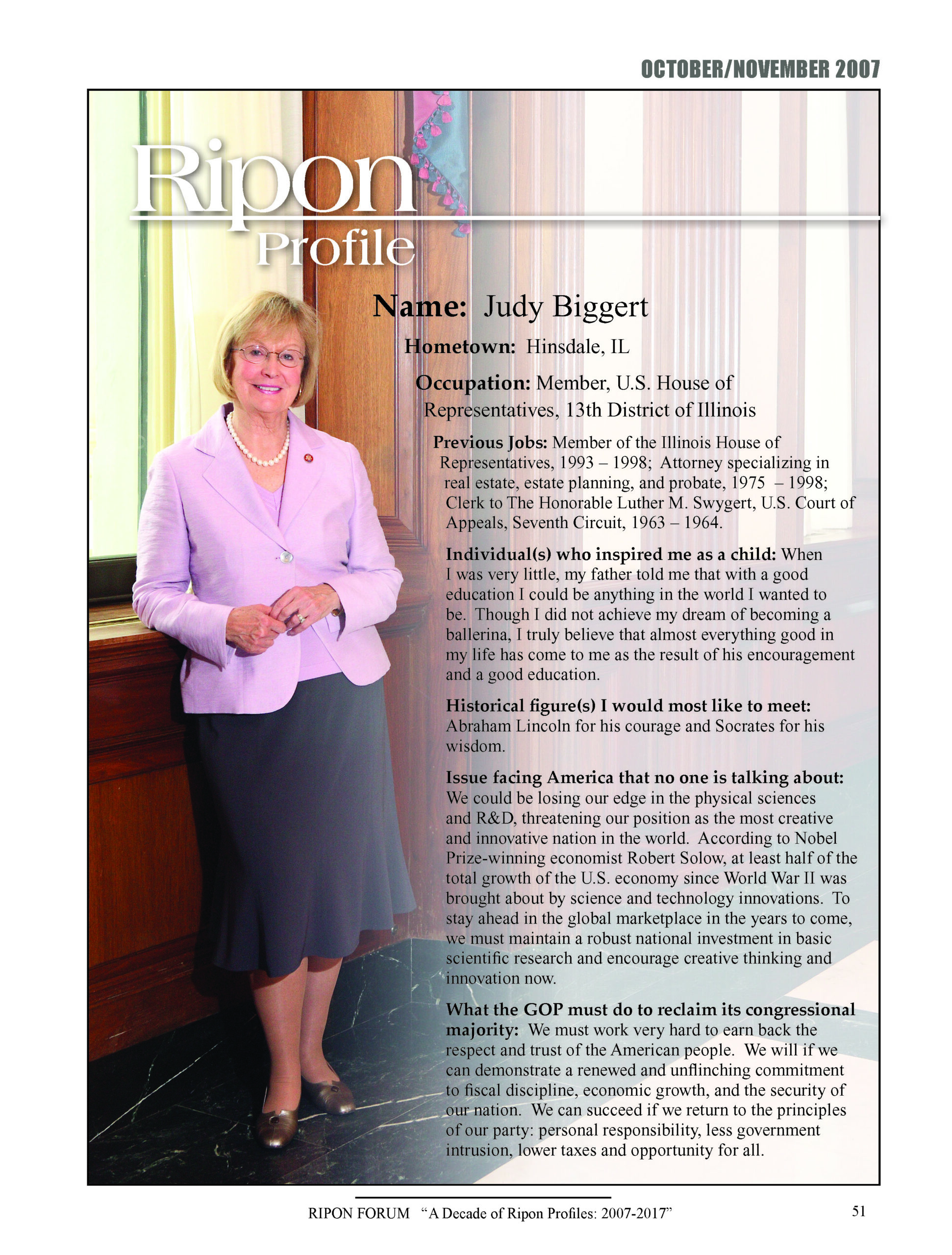 Ripon Profile of Judy Biggert