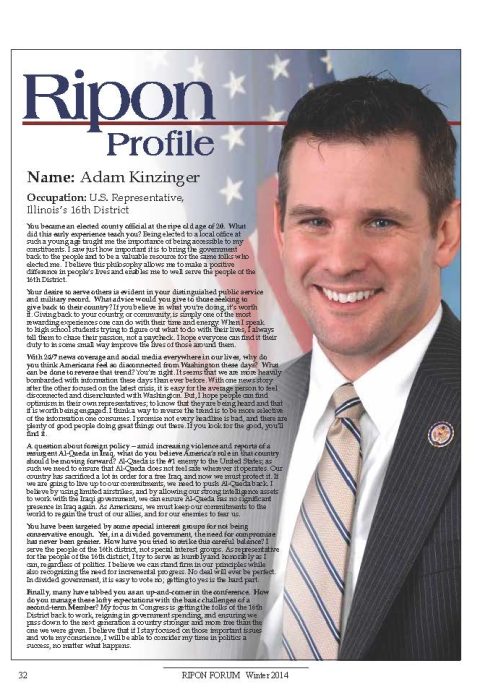 Ripon Profile of Adam Kinzinger