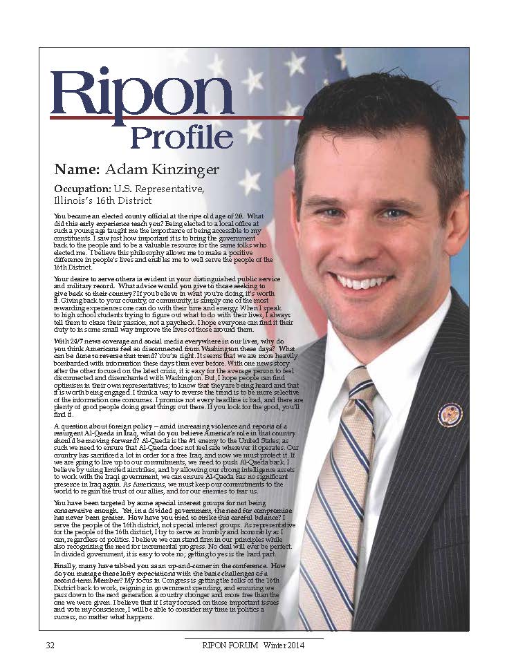 Ripon Profile of Adam Kinzinger