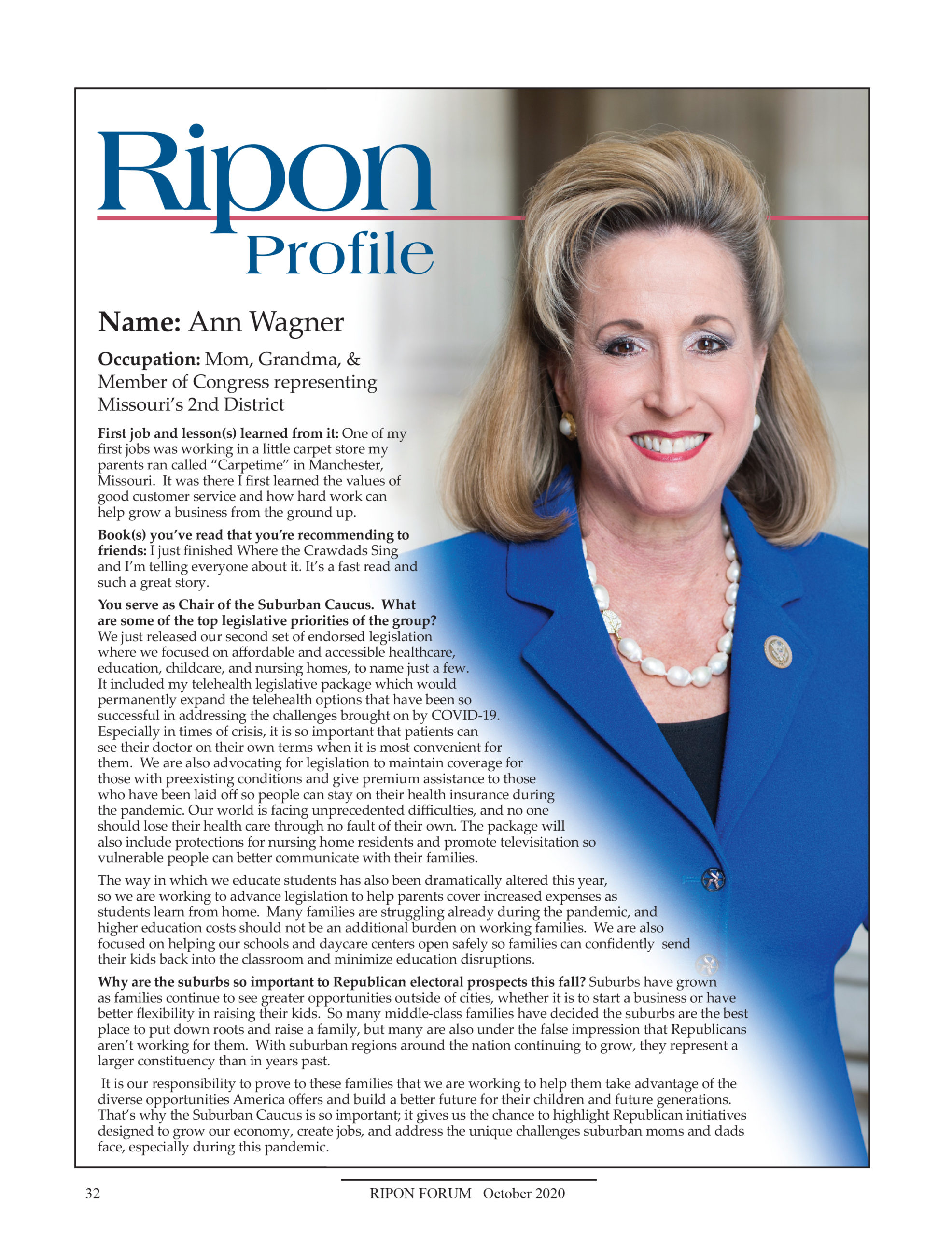 Ripon Profile of Ann Wagner