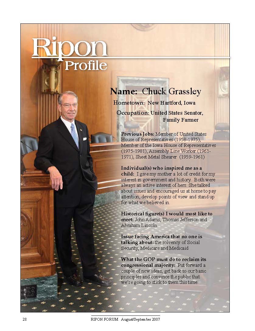 Ripon Profile of Chuck Grassley