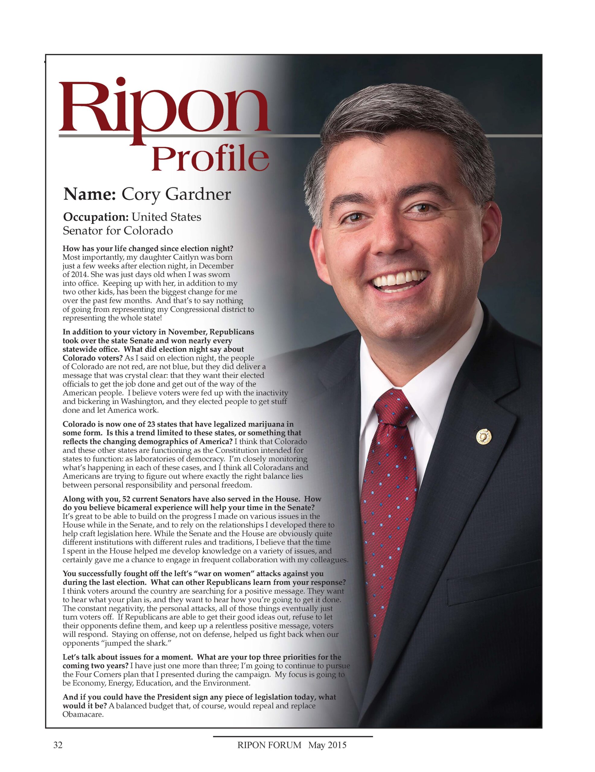 Ripon Profile of Cory Gardner