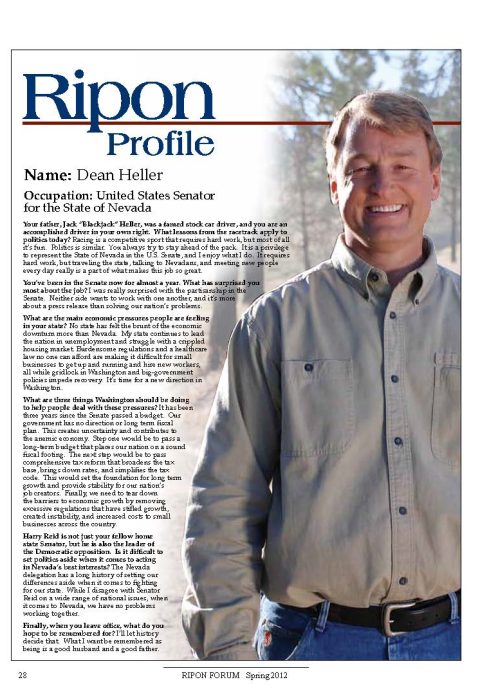 Ripon Profile of Dean Heller