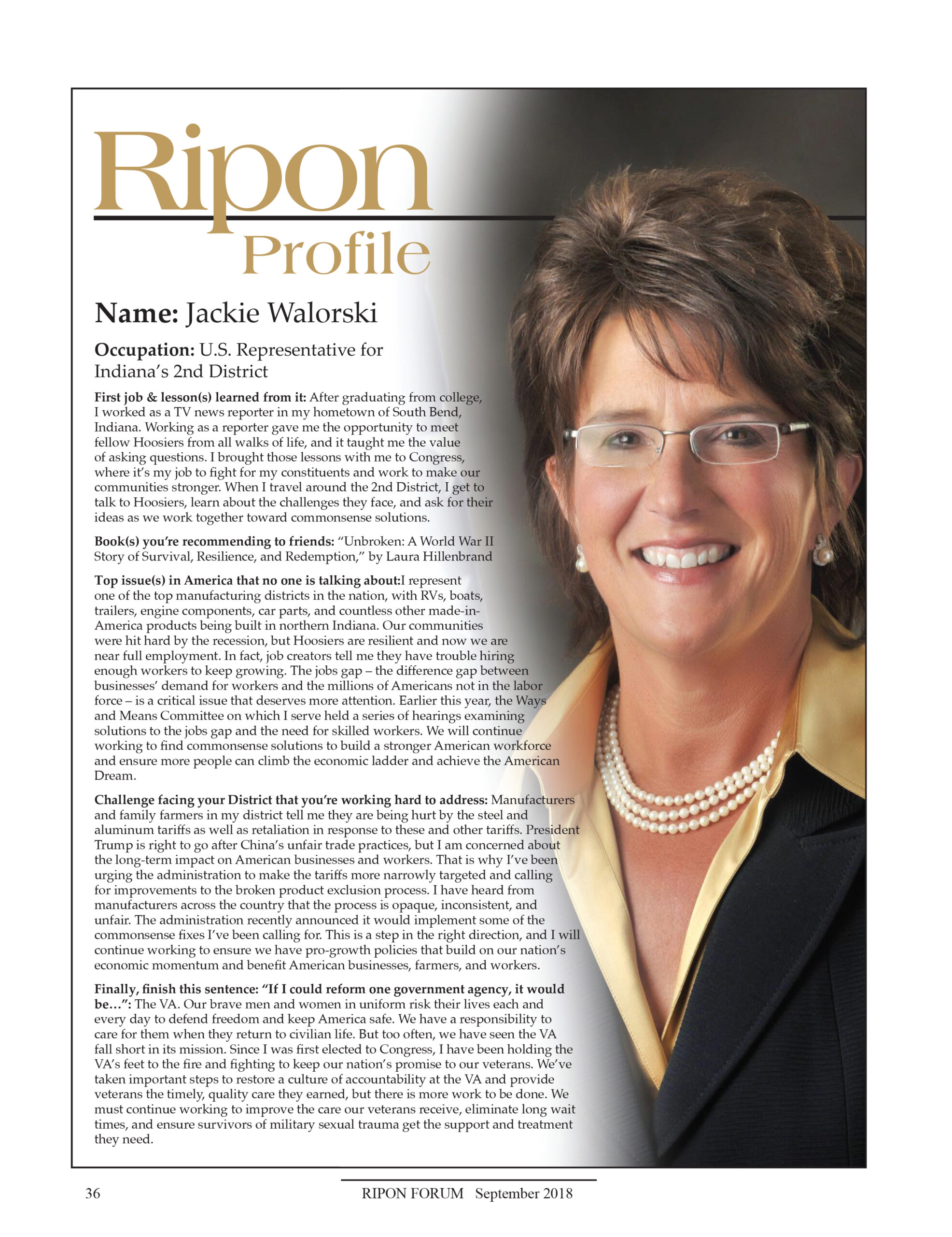 Ripon Profile of Jackie Walorski