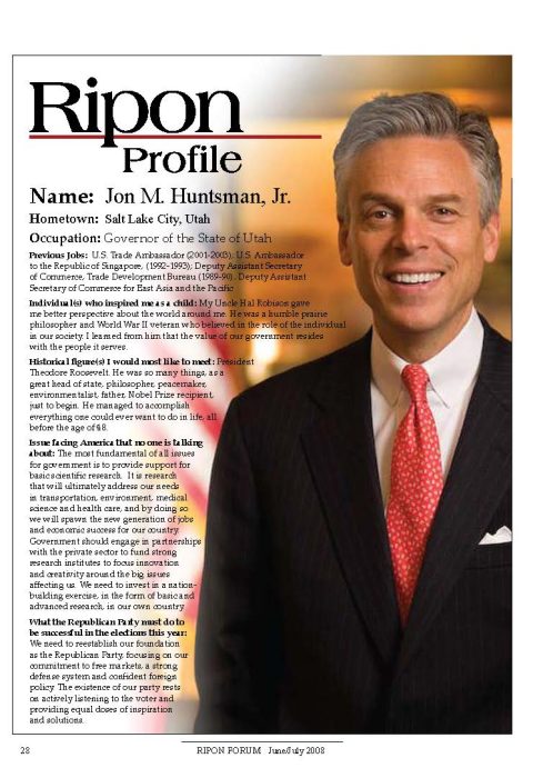 The Ripon Profile of Jon M. Huntsman