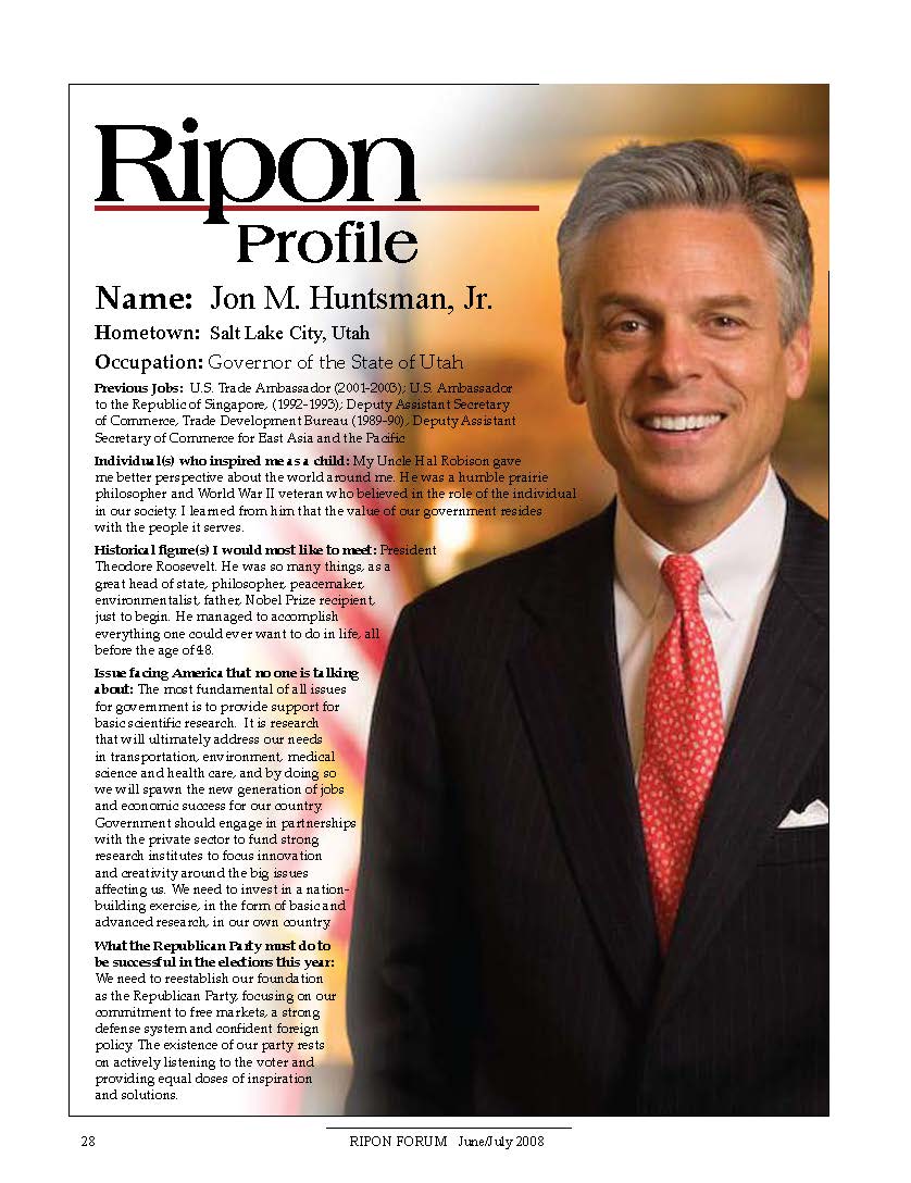 The Ripon Profile of Jon M. Huntsman