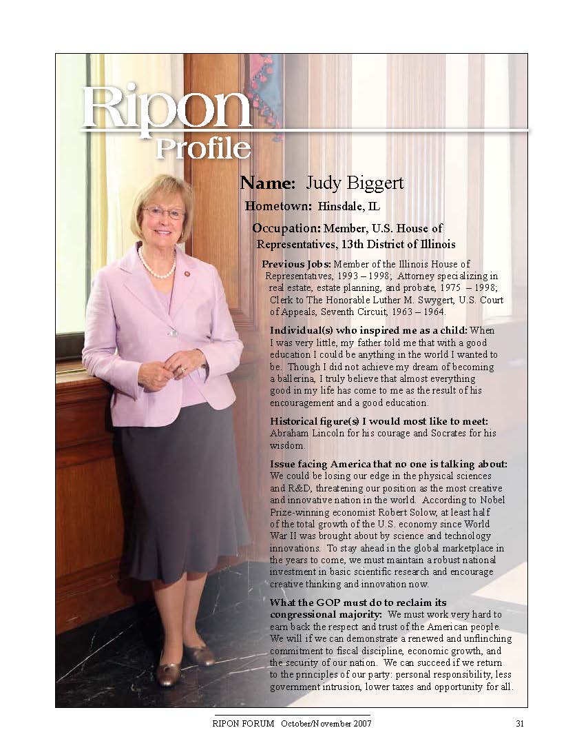 Ripon Profile of Judy Biggert