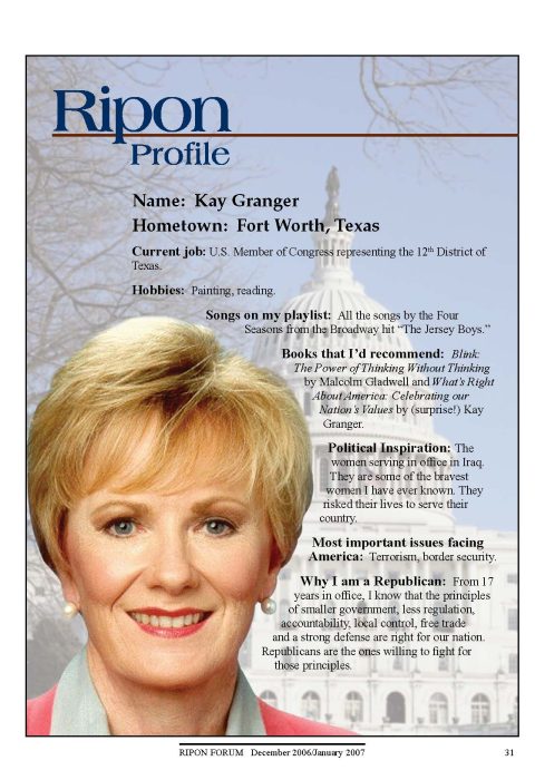 Ripon Profile of Kay Granger