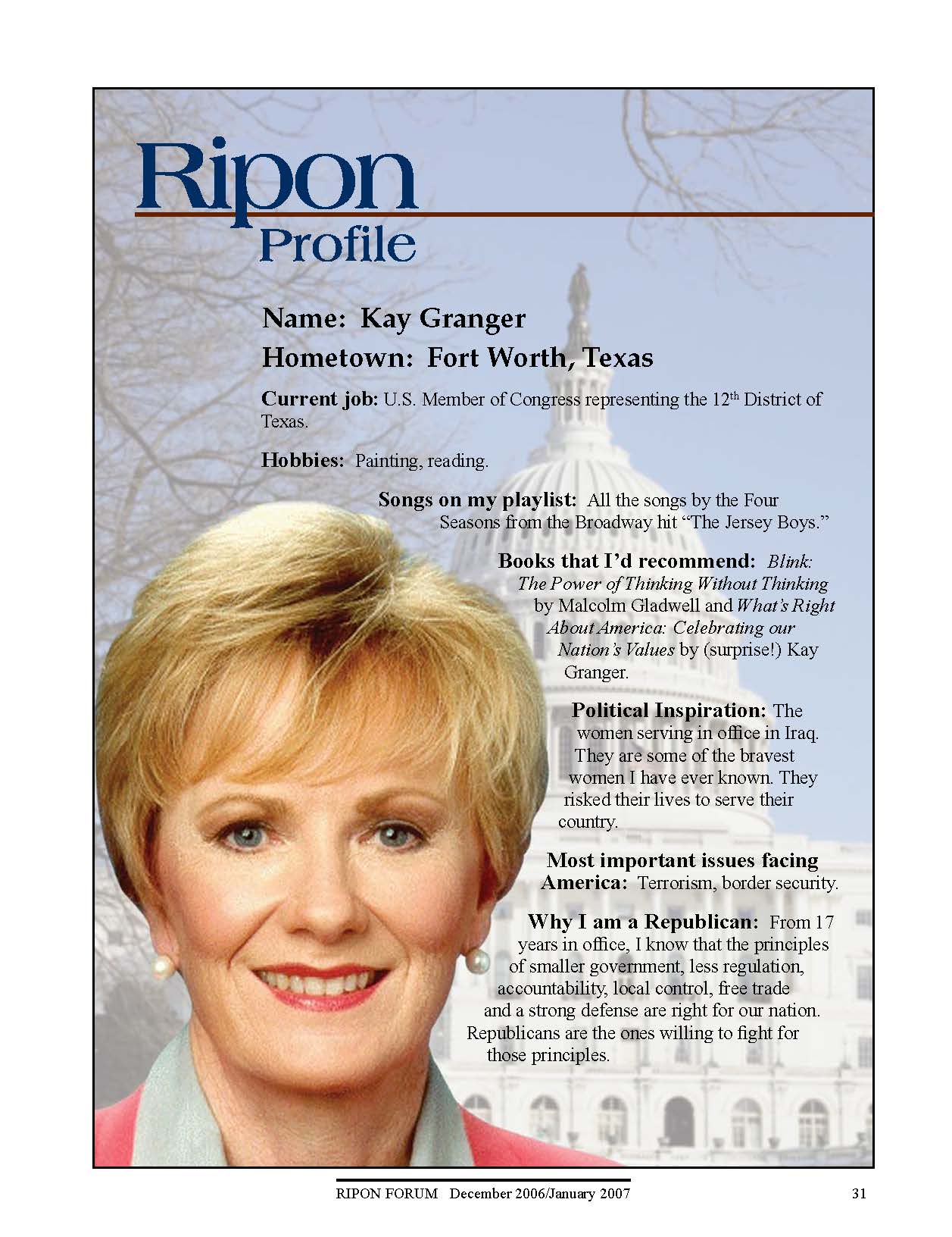 Ripon Profile of Kay Granger