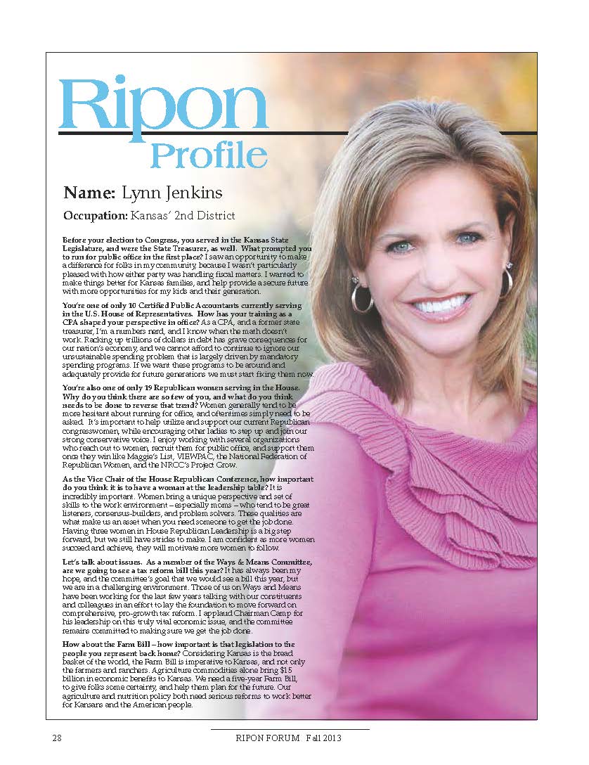 Ripon Profile of Lynn Jenkins