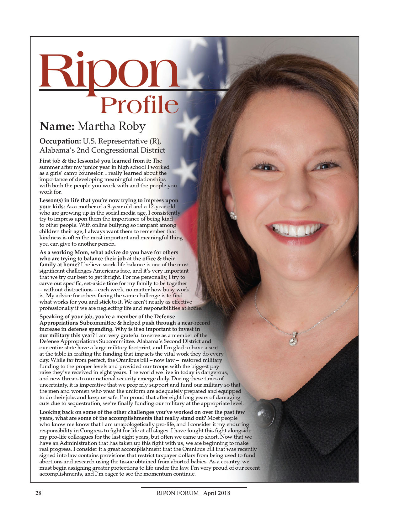 Ripon Profile of Martha Roby