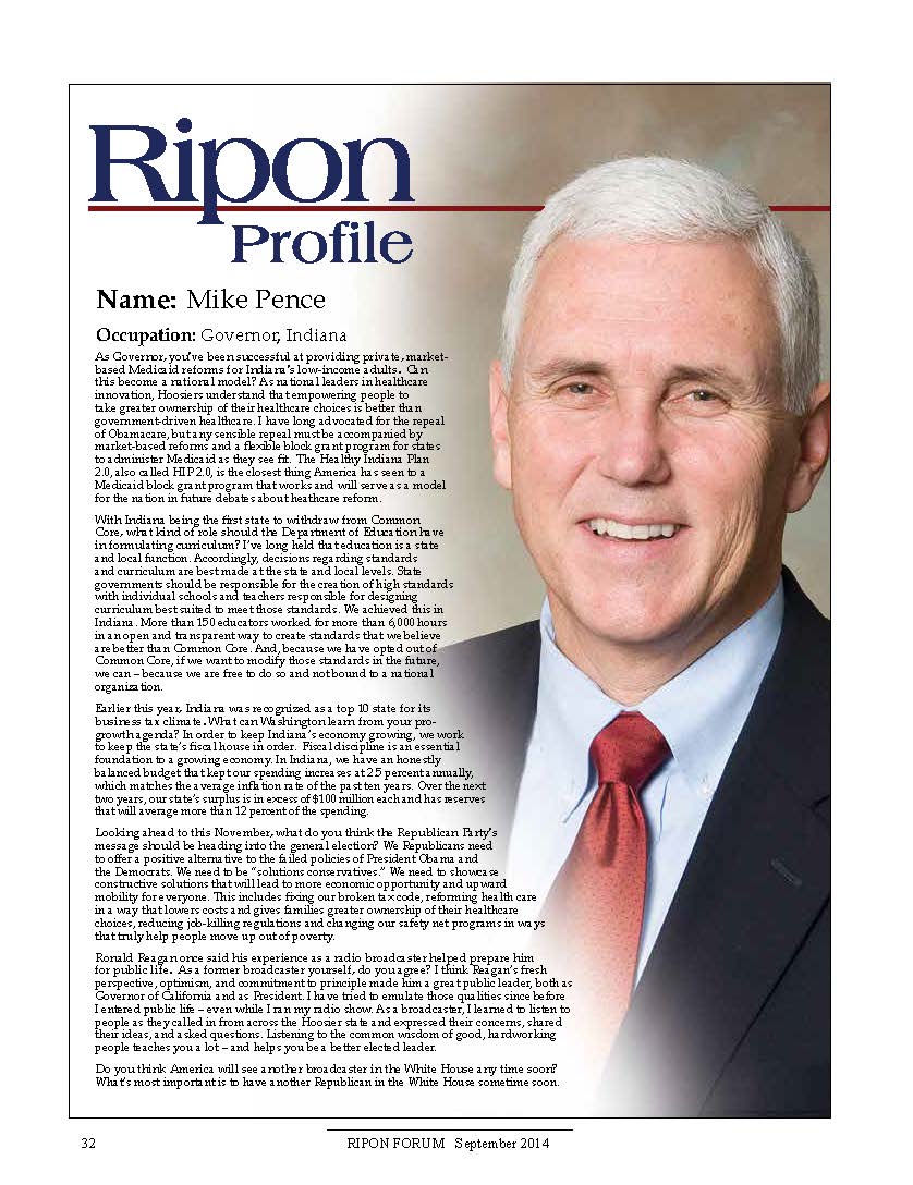 Ripon Profile of Mike Pence