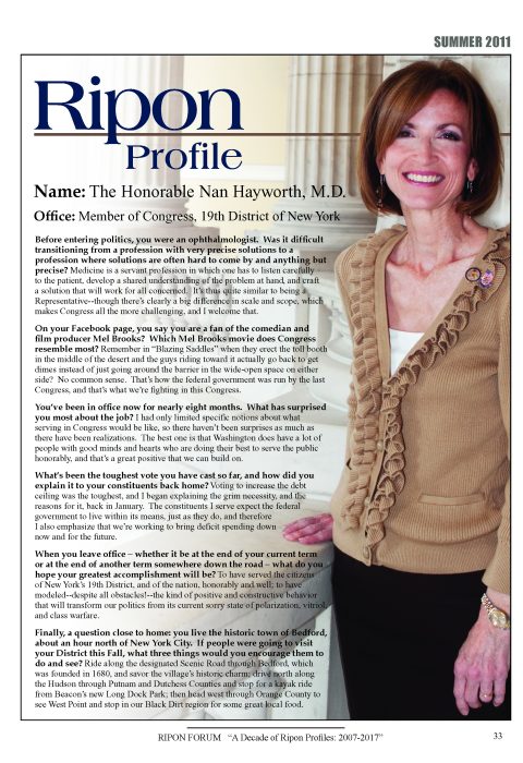 Ripon Profile of Nan Hayworth