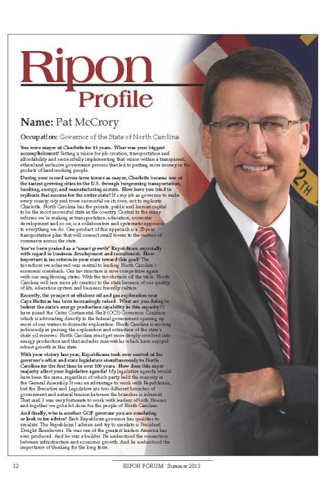 Ripon Profile of Pat McCrory