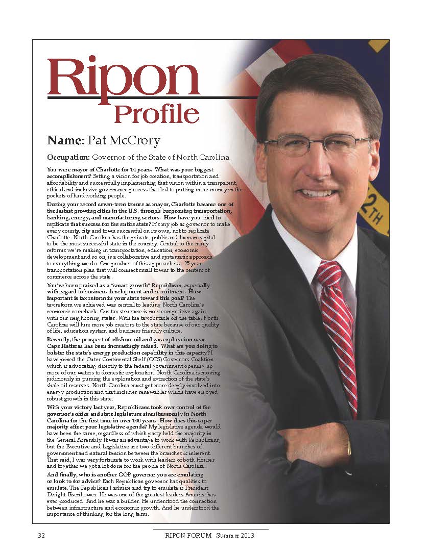 Ripon Profile of Pat McCrory