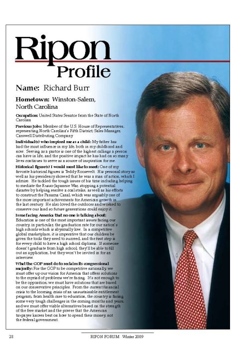The Ripon Profile of Richard Burr