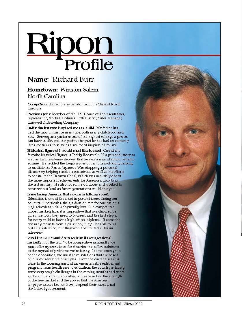 The Ripon Profile of Richard Burr