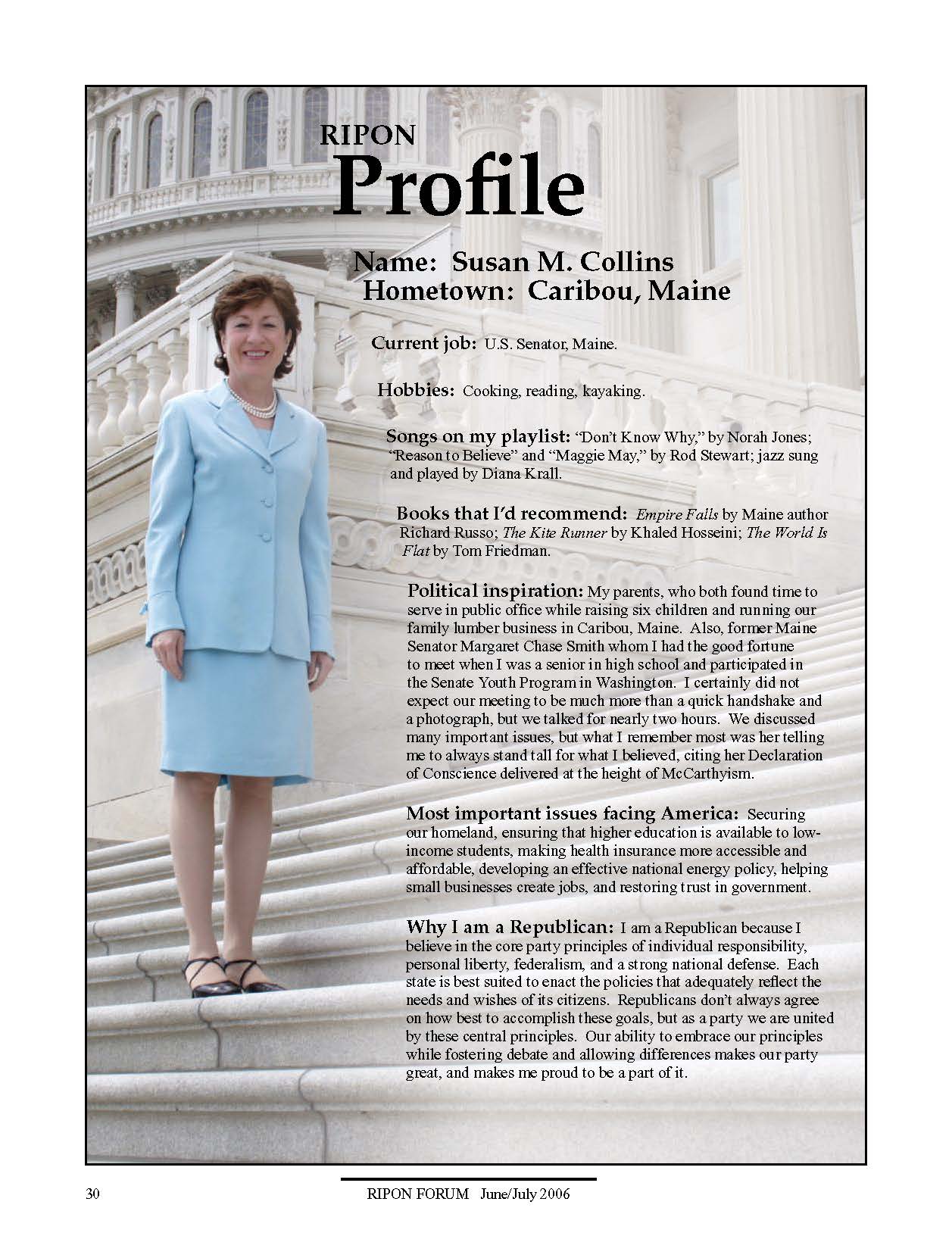 Ripon Profile of Susan Collins