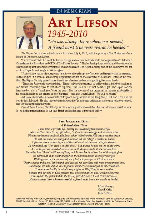 In Memoriam- Art Lifson