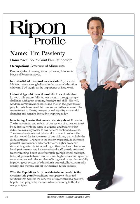 The Ripon Profile of Tim Pawlenty
