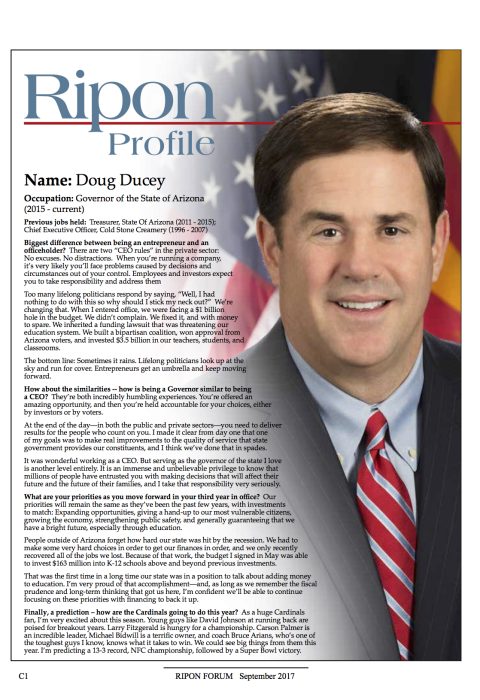 Ripon Profile of Doug Ducey