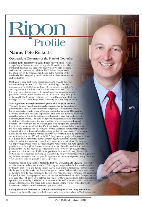 Ripon Profile of Pete Ricketts