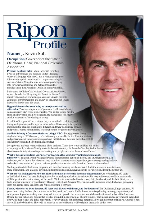 Ripon Profile of Kevin Stitt